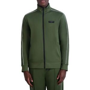 KARL LAGERFELD Track Jacket Mens Medium Green Side Stripe Zip Up Logo $149
